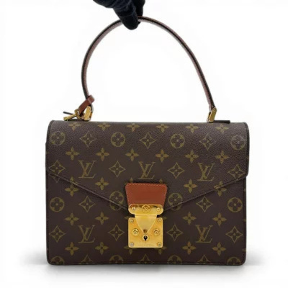 Louis Vuitton Monogram Concorde Top Handle Bag Canvas Leather Brown